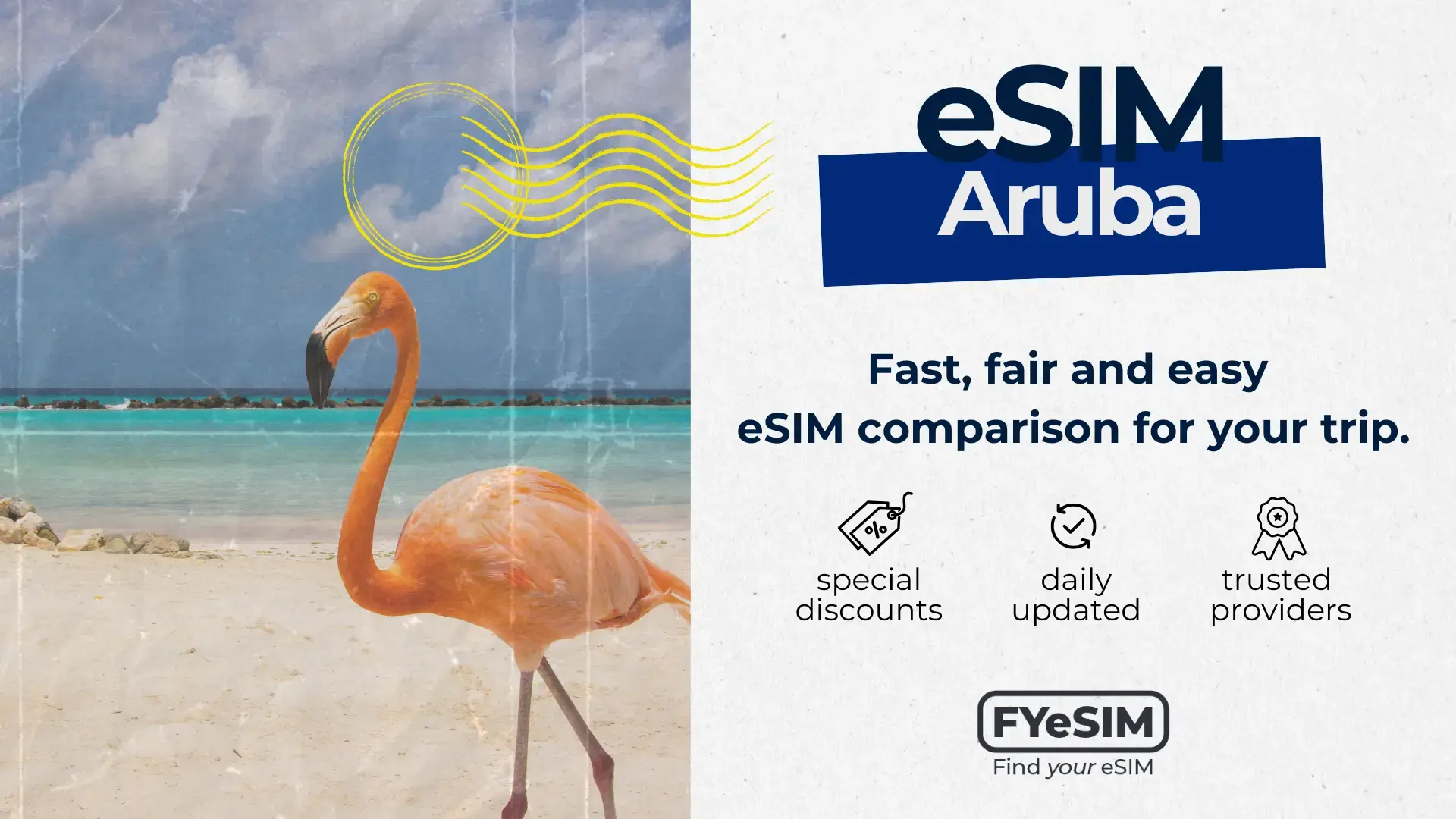 eSIM comparison for Aruba: fast, fair and easy eSIM options with special discounts, daily updates and trusted providers, from Find Your eSIM.