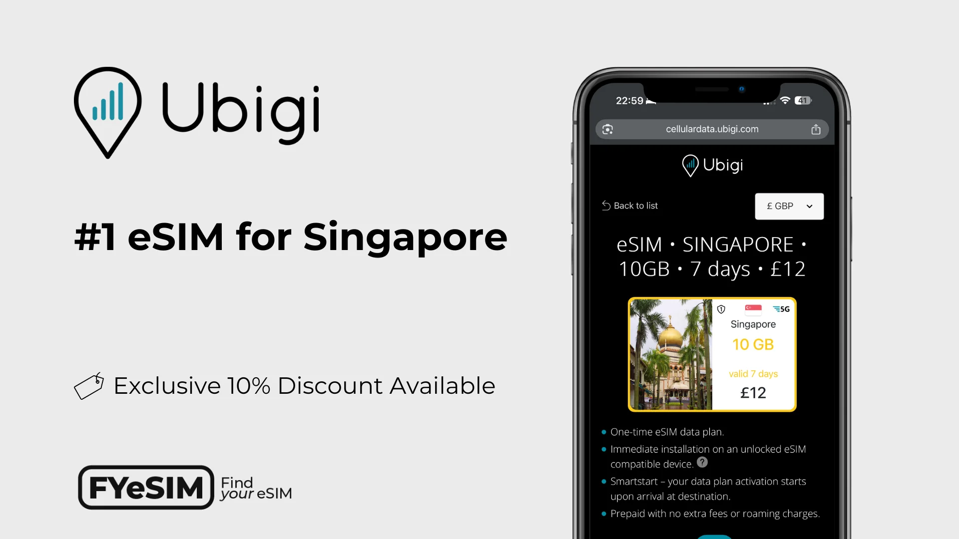 The Ubigi eSIM in use in Singapore